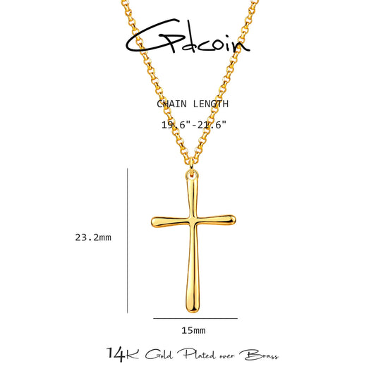 14K Gold Plated Blank Cross Necklace Tiny Jewelry Gift for Women