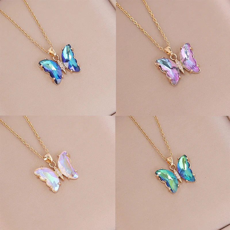ButterGleam Gradient Pendant ā Gold Y2K-Inspired Bling Choker Necklace