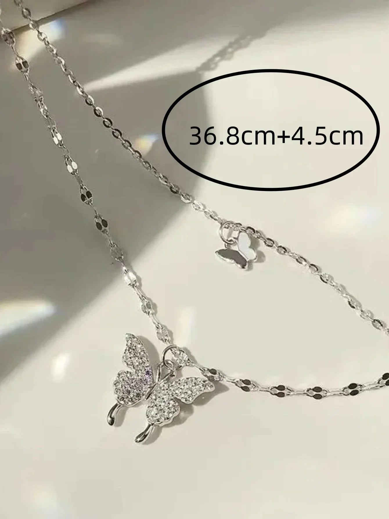 Twilight Wings Double-Layer Necklace – Sparkling Butterfly Charm for Elegant Occasions