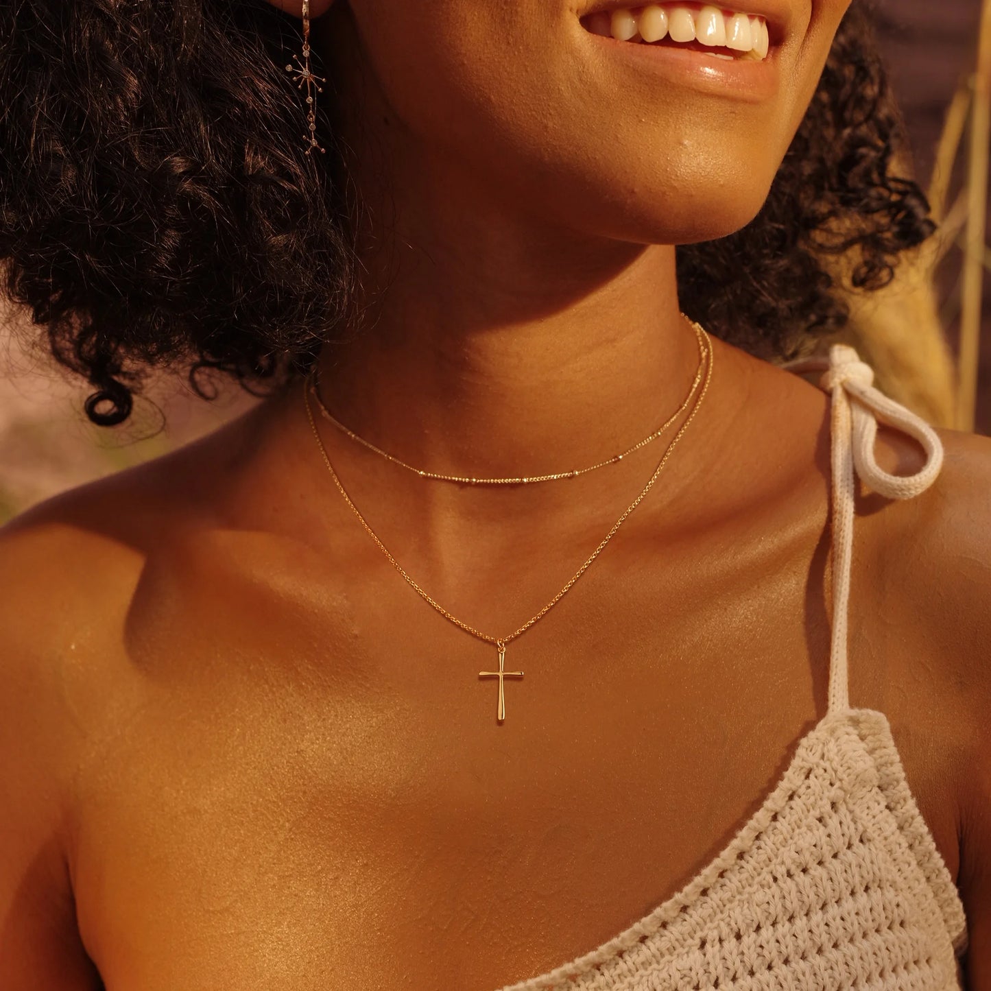14K Gold Plated Blank Cross Necklace Tiny Jewelry Gift for Women