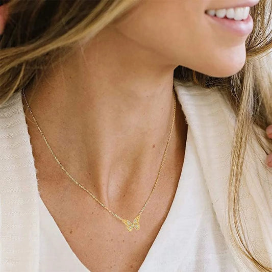 Gold Butterfly Necklaces for Women Dainty Butterfly Necklaces Pendant Chain Butterfly Jewelry Gift Birthday Christmas Mother’S Day Valentines Day Gifts