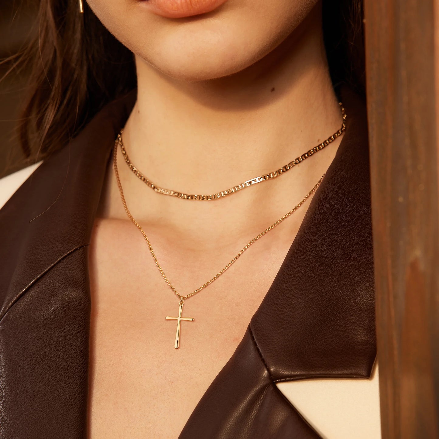 14K Gold Plated Blank Cross Necklace Tiny Jewelry Gift for Women