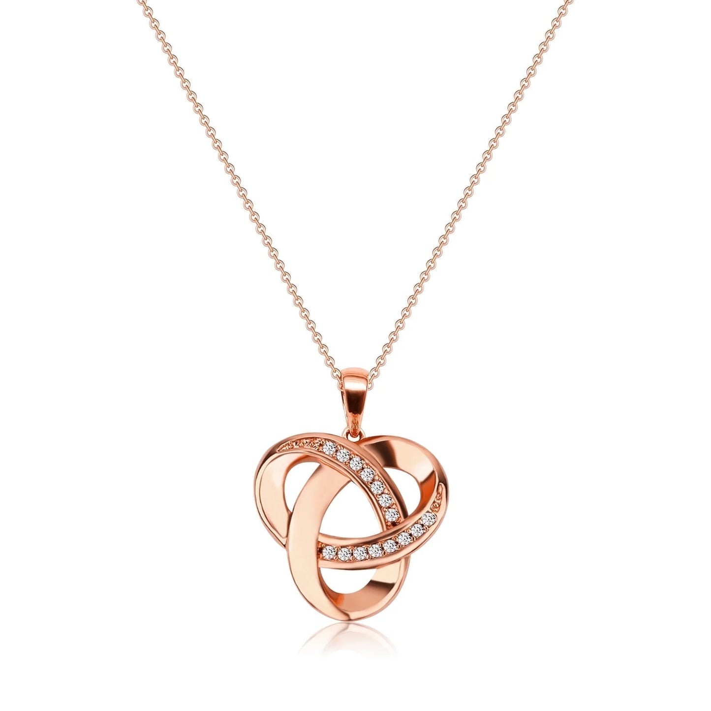 Love Knot Necklaces for Women Sterling Silver Diamond Pendant Necklace, Forever Infinity Necklace for Women(Rose Gold)