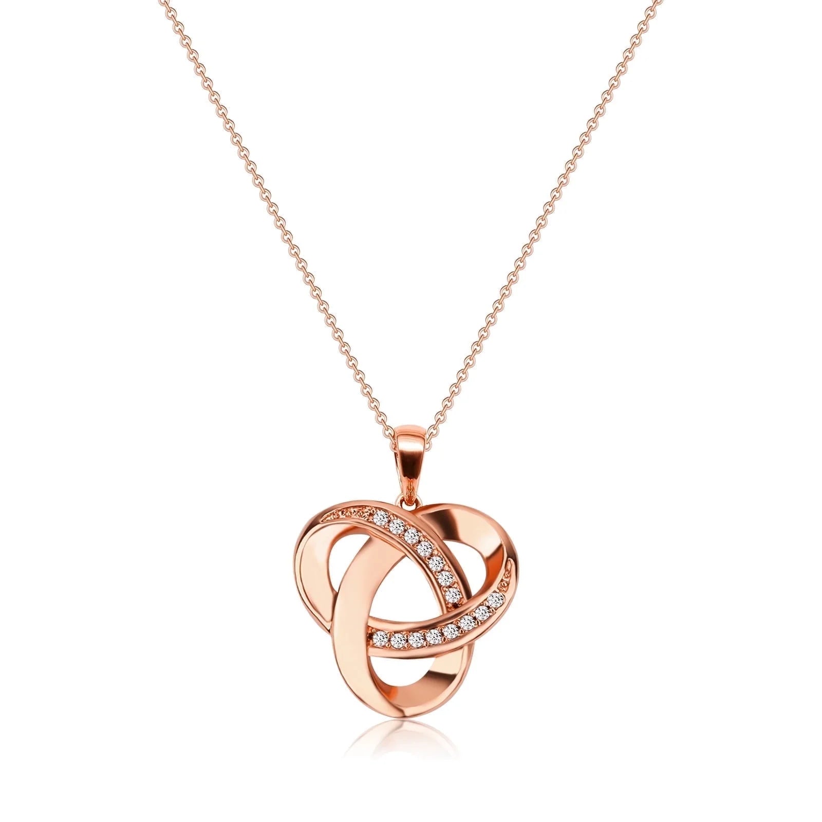 Love Knot Necklaces for Women Sterling Silver Diamond Pendant Necklace, Forever Infinity Necklace for Women(Rose Gold)