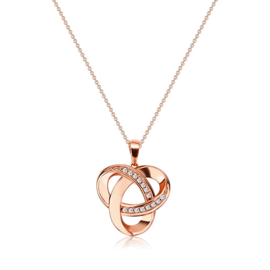 Love Knot Necklaces for Women Sterling Silver Diamond Pendant Necklace, Forever Infinity Necklace for Women(Rose Gold)