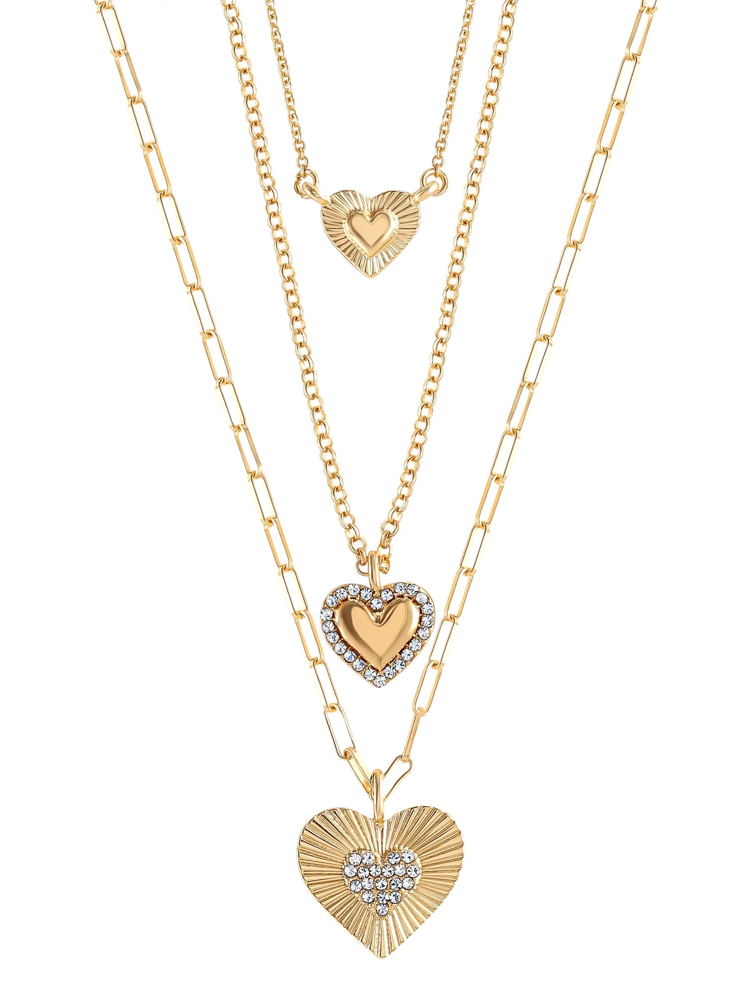 Fashion Gold Metal Layer Heart Necklace