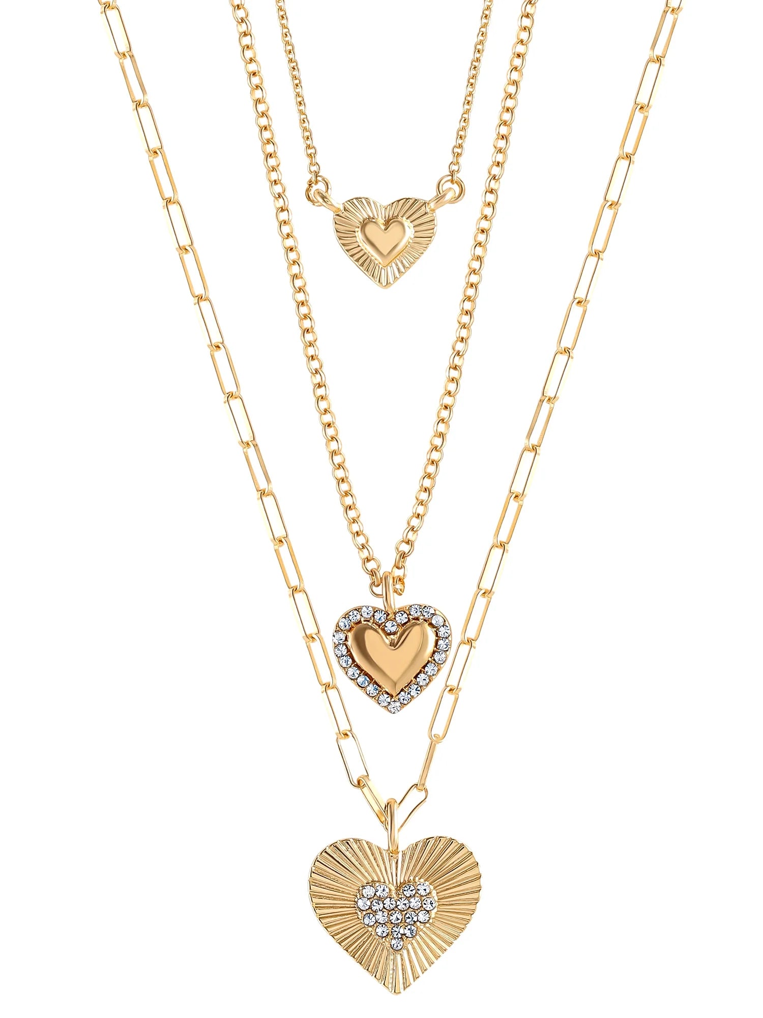 Fashion Gold Metal Layer Heart Necklace