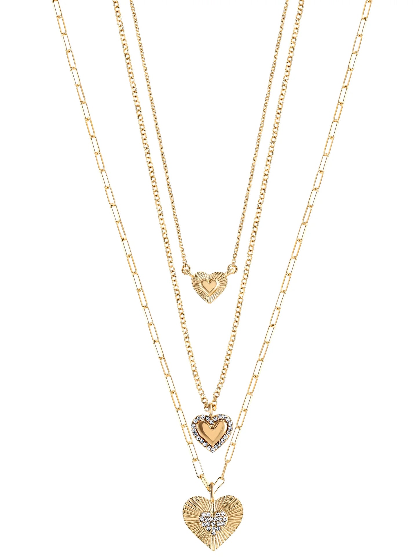 Fashion Gold Metal Layer Heart Necklace