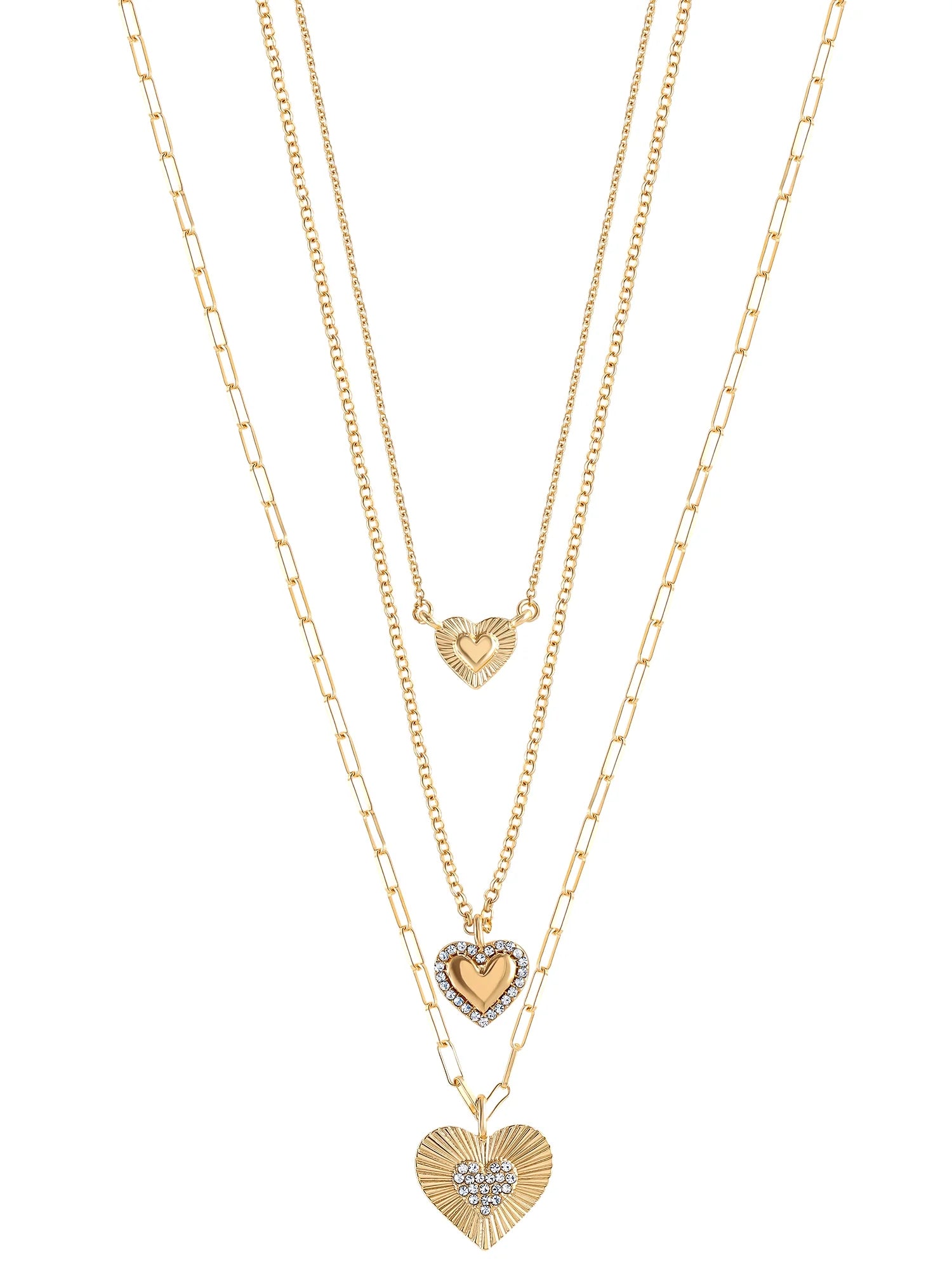 Fashion Gold Metal Layer Heart Necklace