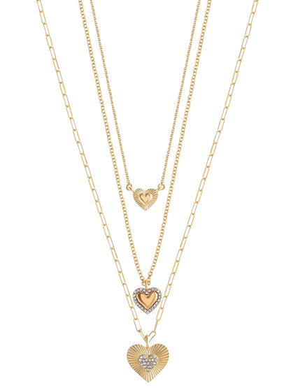 Fashion Gold Metal Layer Heart Necklace