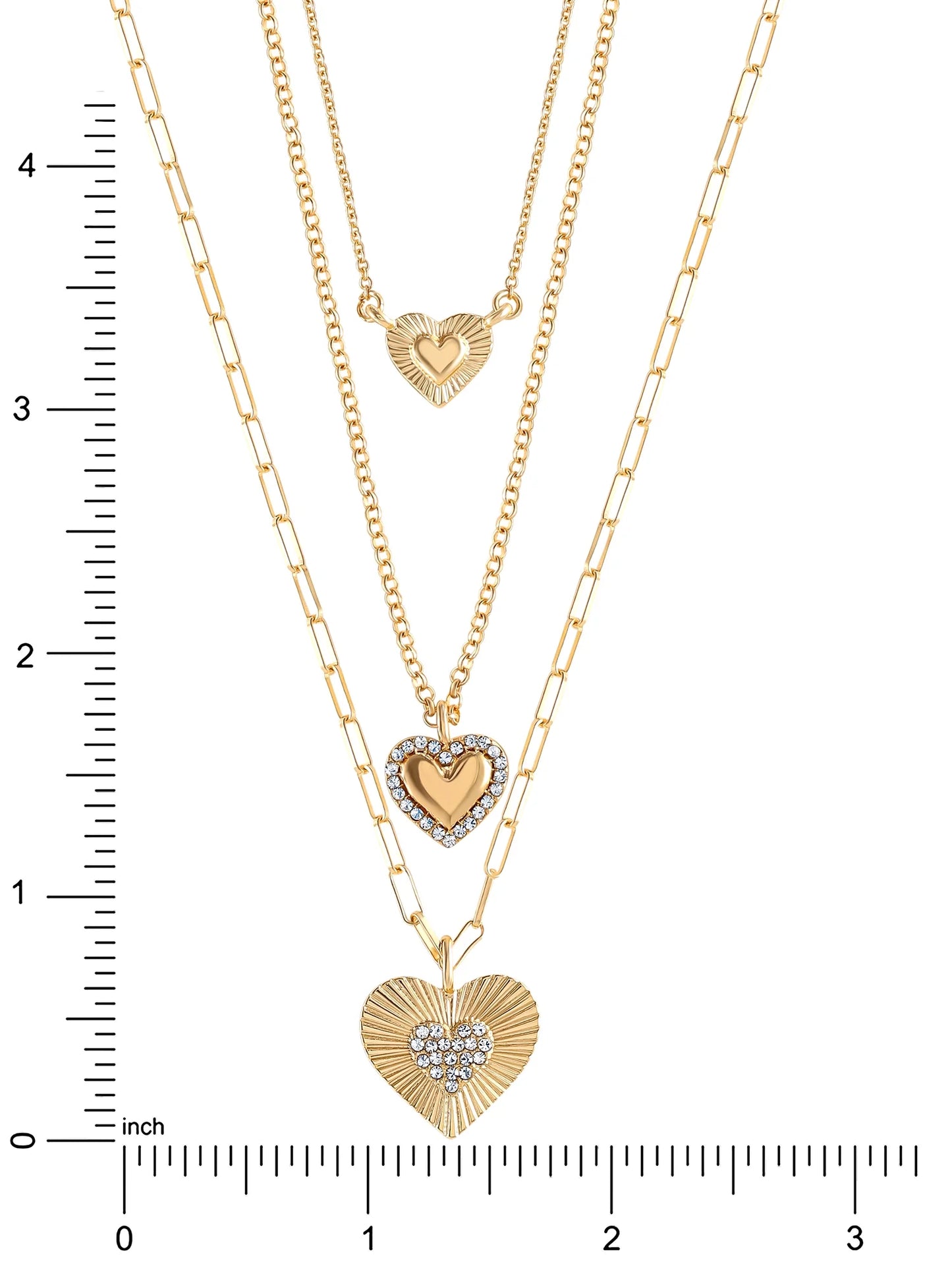 Fashion Gold Metal Layer Heart Necklace