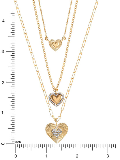 Fashion Gold Metal Layer Heart Necklace