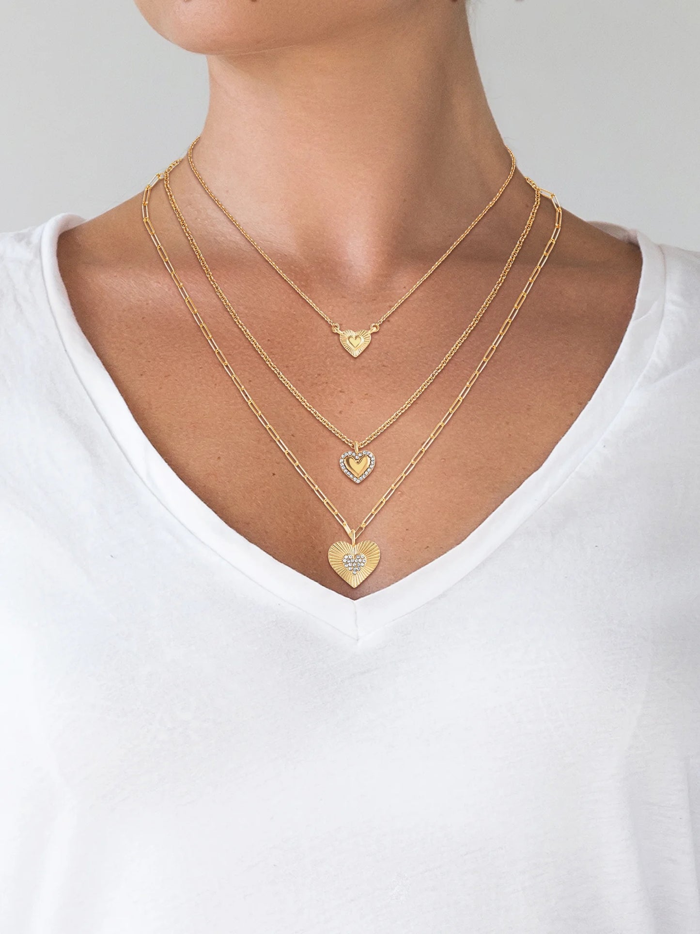 Fashion Gold Metal Layer Heart Necklace
