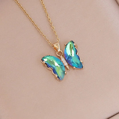 ButterGleam Gradient Pendant – Gold Y2K-Inspired Bling Choker Necklace