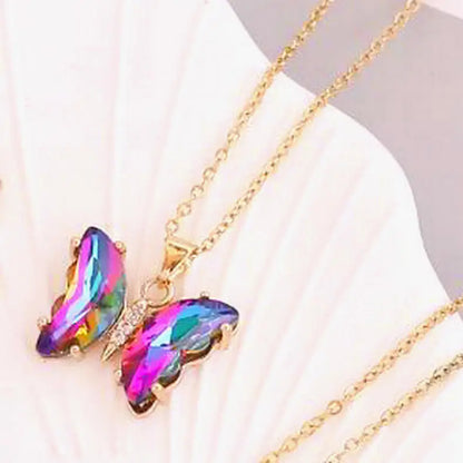 ButterGleam Gradient Pendant – Gold Y2K-Inspired Bling Choker Necklace