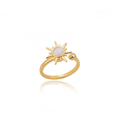 "TwirlCharm Clover Spinner Ring – Anti-Stress Steel Fidget Jewelry with Zircon Sparkle"