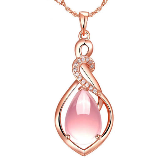 Fashion Simple Necklace for Womens Pink Crystal Alloy Necklaces Pendants Party Temperament Accessories Charm Jewelry for Women