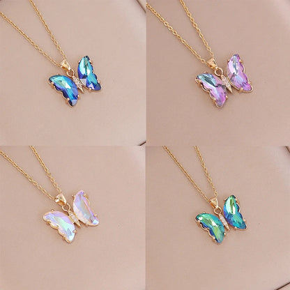 ButterGleam Gradient Pendant – Gold Y2K-Inspired Bling Choker Necklace