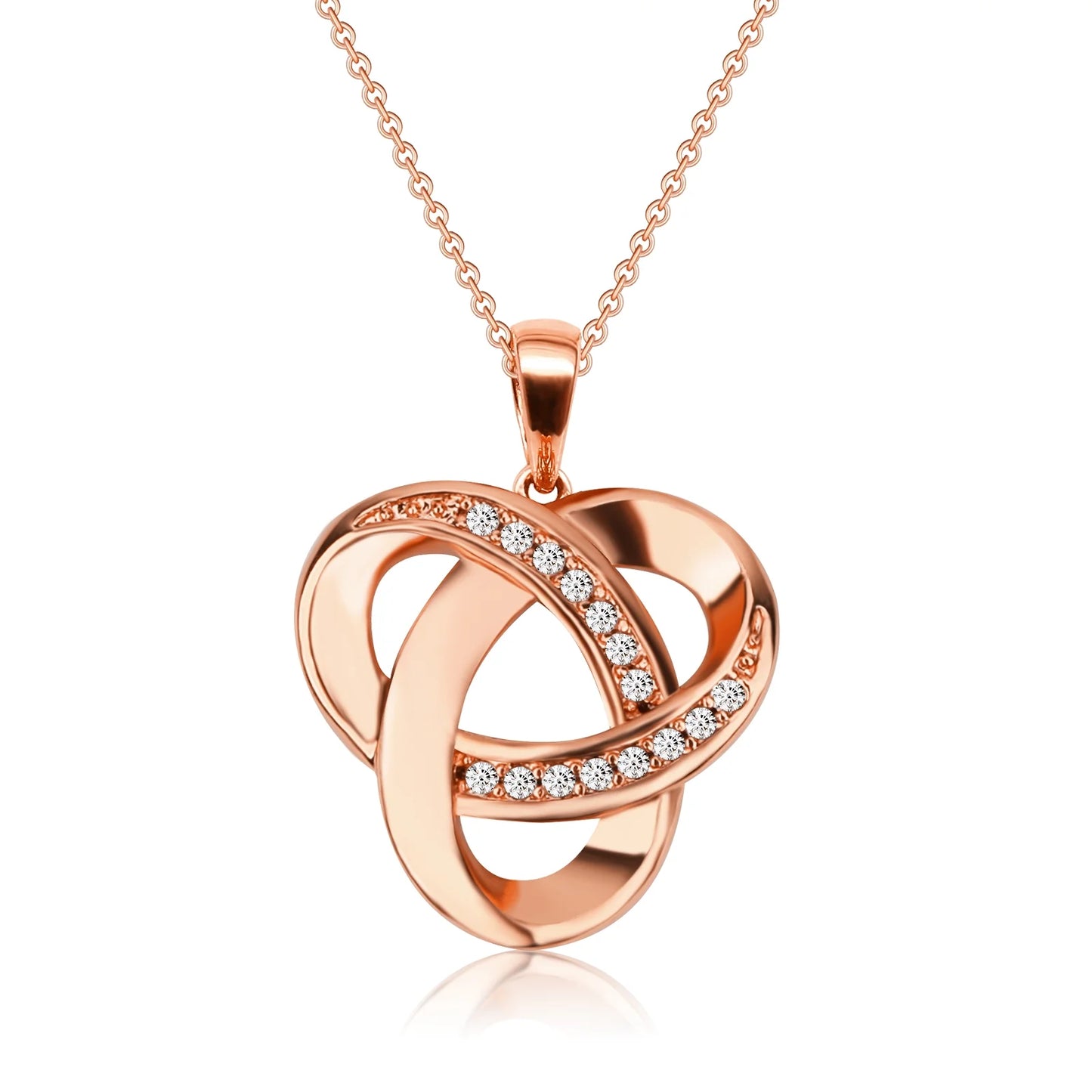 Love Knot Necklaces for Women Sterling Silver Diamond Pendant Necklace, Forever Infinity Necklace for Women(Rose Gold)