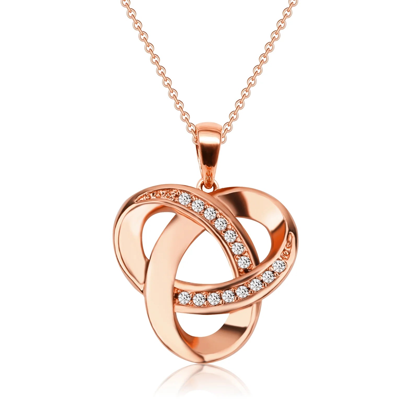 Love Knot Necklaces for Women Sterling Silver Diamond Pendant Necklace, Forever Infinity Necklace for Women(Rose Gold)