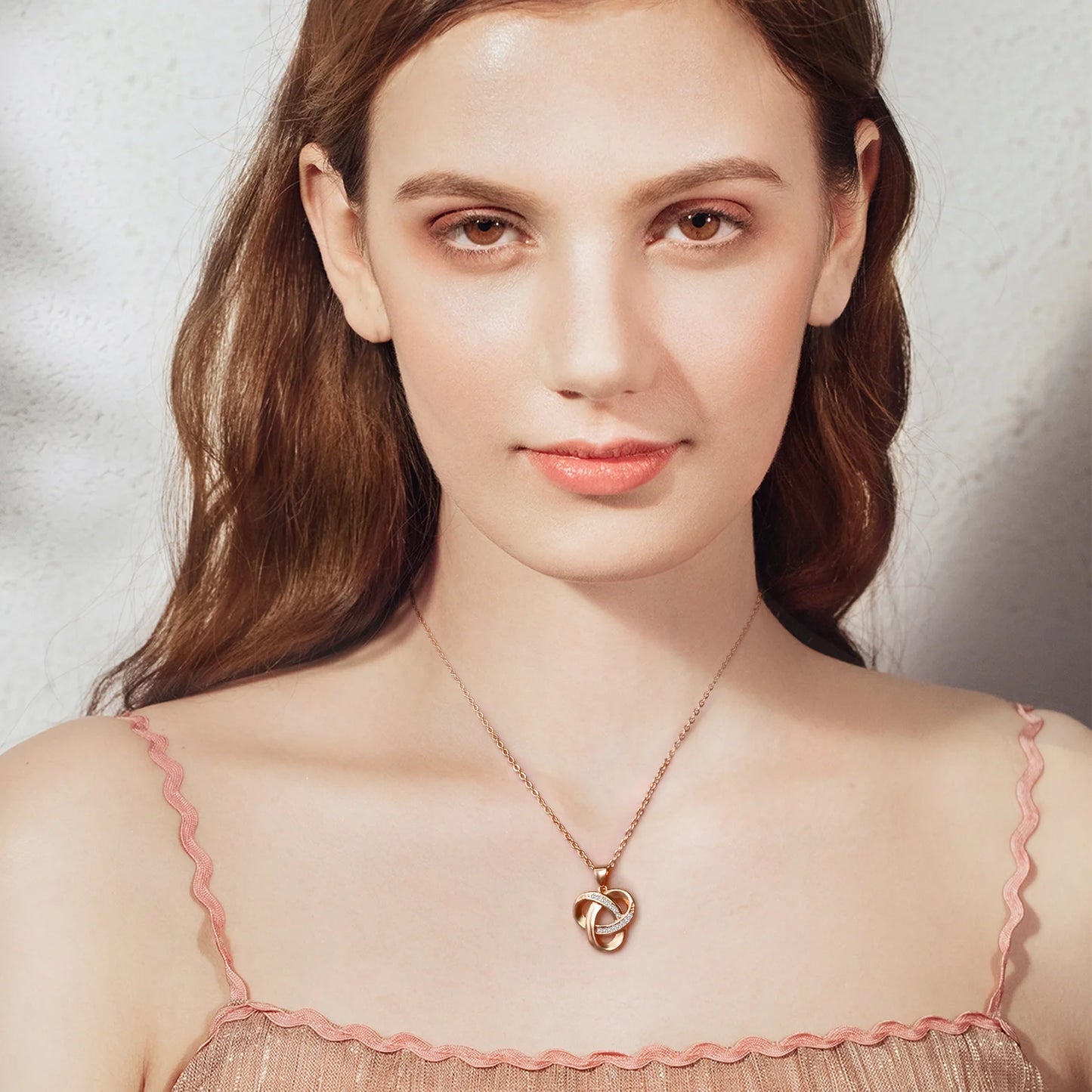Love Knot Necklaces for Women Sterling Silver Diamond Pendant Necklace, Forever Infinity Necklace for Women(Rose Gold)