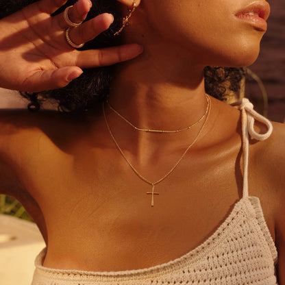 14K Gold Plated Blank Cross Necklace Tiny Jewelry Gift for Women