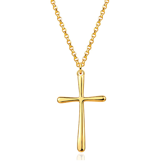 14K Gold Plated Blank Cross Necklace Tiny Jewelry Gift for Women