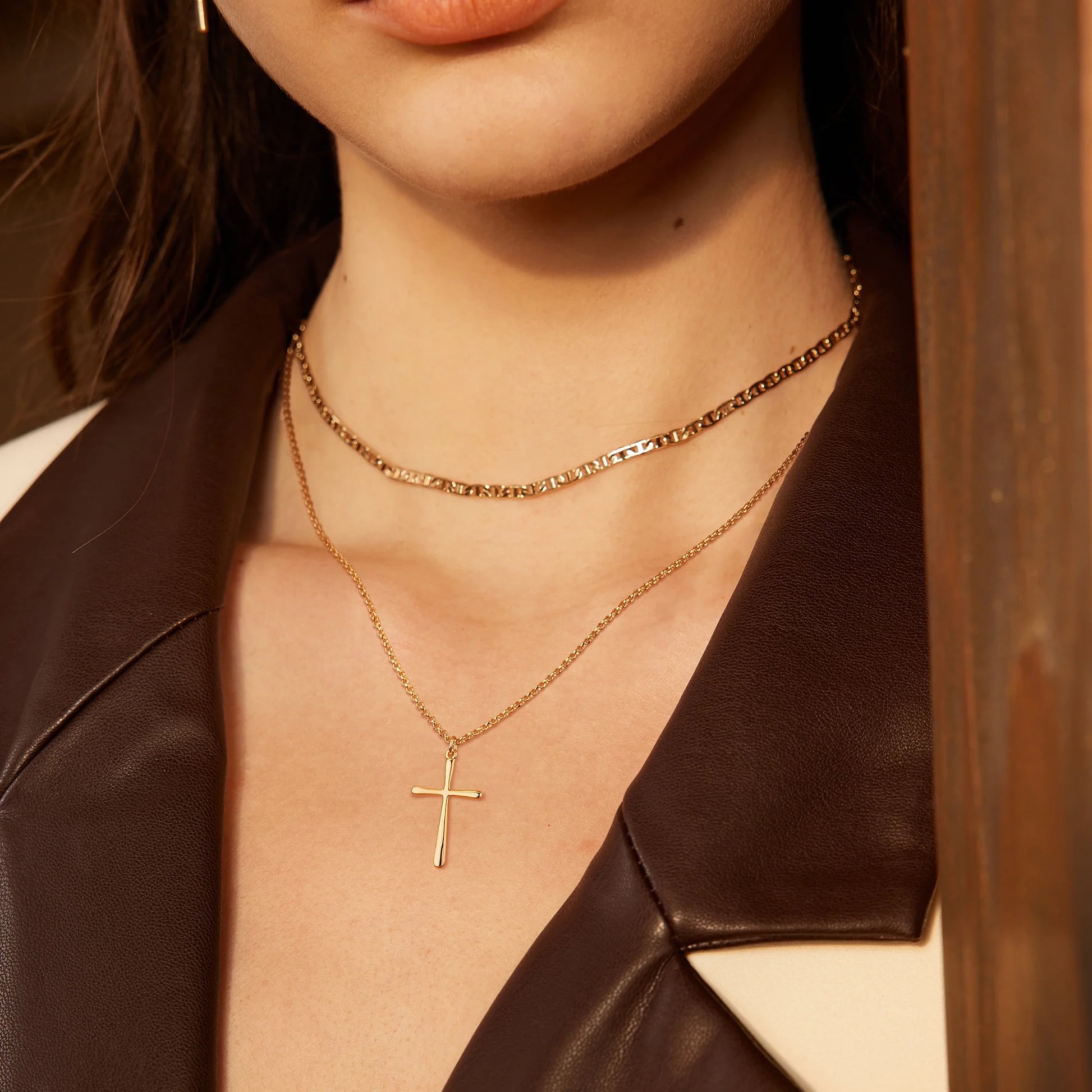 14K Gold Plated Blank Cross Necklace Tiny Jewelry Gift for Women